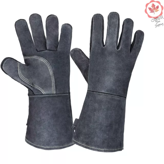 Heat Resistant Welding Gloves - Long Sleeve Leather, Cut Resistant - 1 Pair
