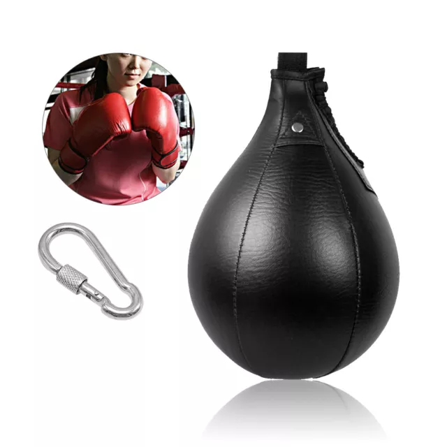 Leather Speed Ball Training Punching Speed Bag Boxing MMA Pear Punch Bag USA