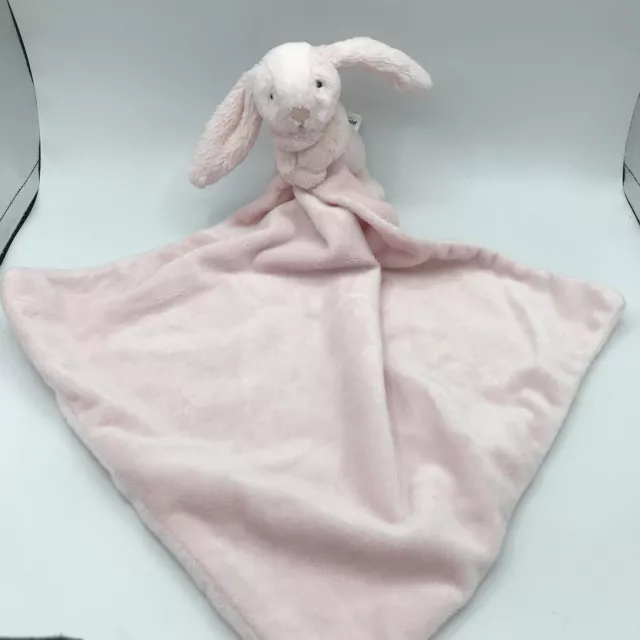 Jellycat Bashful Bunny Rabbit Lovey Pink Security Blanket Soother Soft EUC