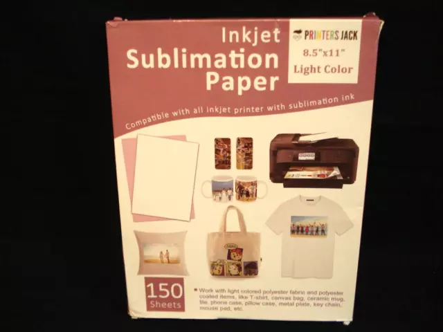 Light Color Sublimation Paper All Inkjet Printers 8.5X11"  150 Sheets 110 Gsm