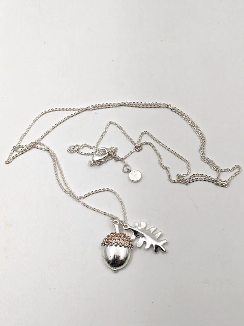Fable  England Silver  Acorn With Leave Long Necklace