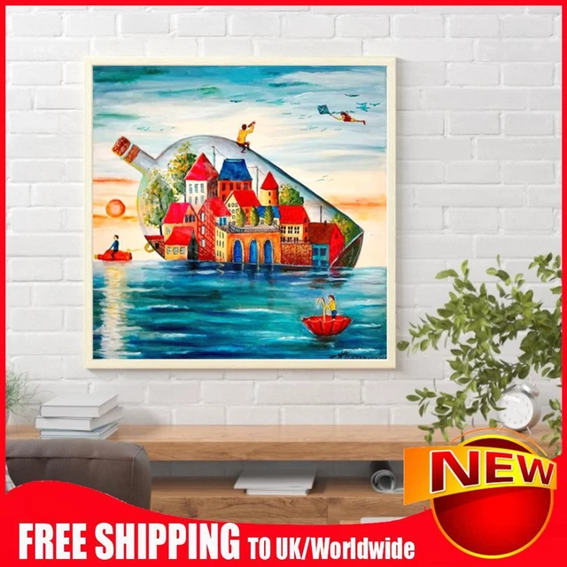 HOUSE OIL PAINT By Numbers Kit DIY Acrylic Painting on Canvas Frameless