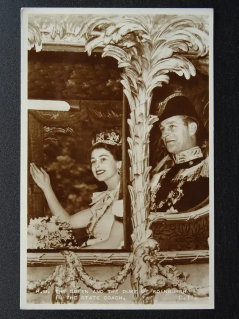 H.R.H QUEEN ELIZABETH ll c1953 Official Coronation RP Postcards by Valentine C11
