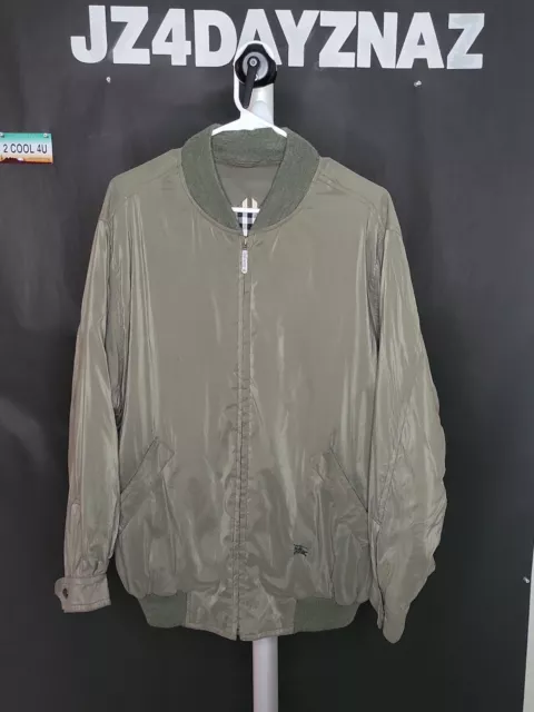 BURBERRY Bomber Jacket Nova Check Mens GREEN OLIVE Size XL