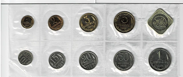 Russia Ussr 9-Coin Uncirculated Prooflike Mint Set 1989 Sealed