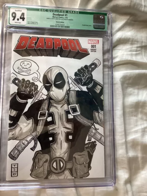 Deadpool 001 variant edition sketch cover initial TS15 cgc 9.4 1/16