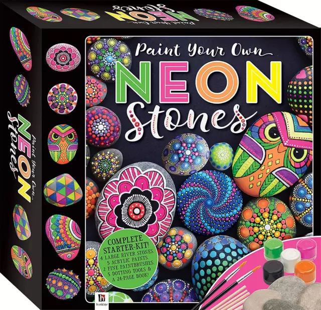 Juego de caja de piedras de neón Hinkler pinta tu propia caja kit de pintura roca