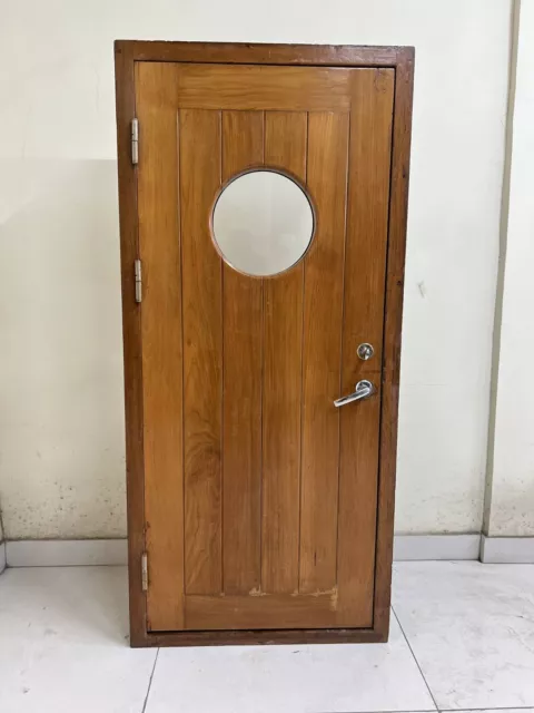 Industrial Retro Stage Modern Home Deco Ship Wooden Door with Brass Window