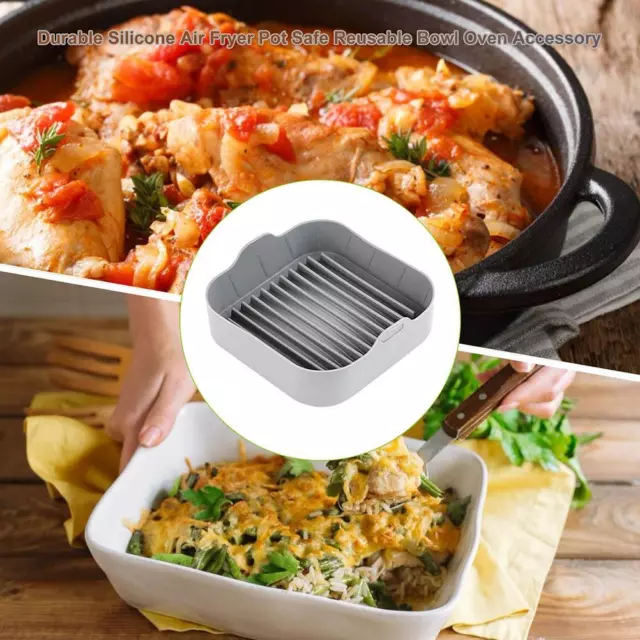 Silicone Air Fryer Basket Air Fryer Silicone Pot Reusable With Cleaning Brush