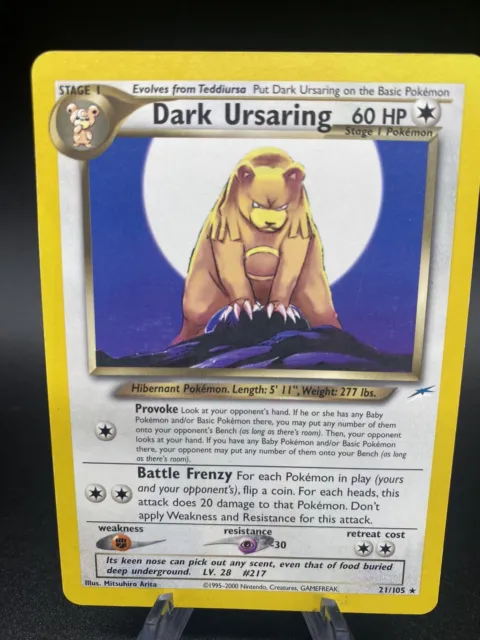 DARK URSARING 21/105 Neo Destiny Set Non-Holo Rare WOTC Pokemon Card -NM-