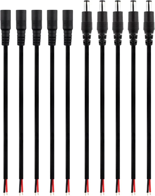 MALE DC 2.1MM X 5.5mm Wire Power Pigtails Adapter Barrel Plug