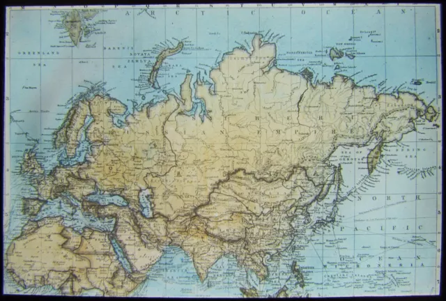 Glas magische Laterne Schiebekarte RUSSLAND UND ASIEN C1890 ZEICHNUNG RUSSLAND