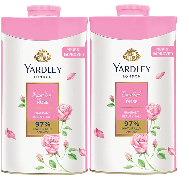Talco perfumado rosa inglés para mujer Yardley London 250 g x 2 (Paquete de 2)