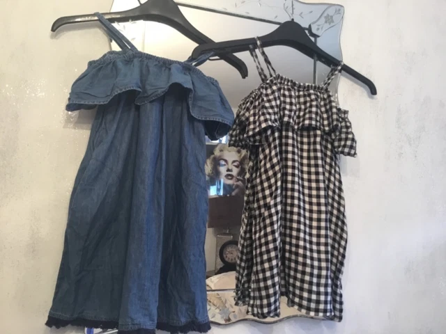 Bundle Of 2 Next Summer Dresses Age 6 Yrs Denim Black White Check