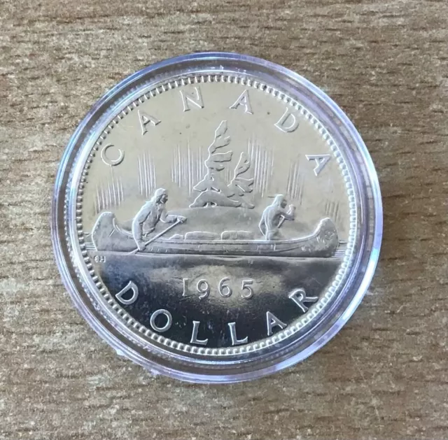 Kanada  1 Dollar 1965 Indianer Pelzhändler Kanu 800er Silber  Mit Zertifikat