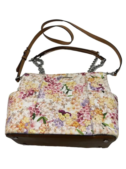 Dana Buchman Floral Multicolor Coated Canvas Tote Handbag Purse Adj Crossbody