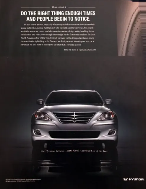 2009 Hyundai Genesis Luxury Sedan photo "NA Car of the Year" vintage print ad