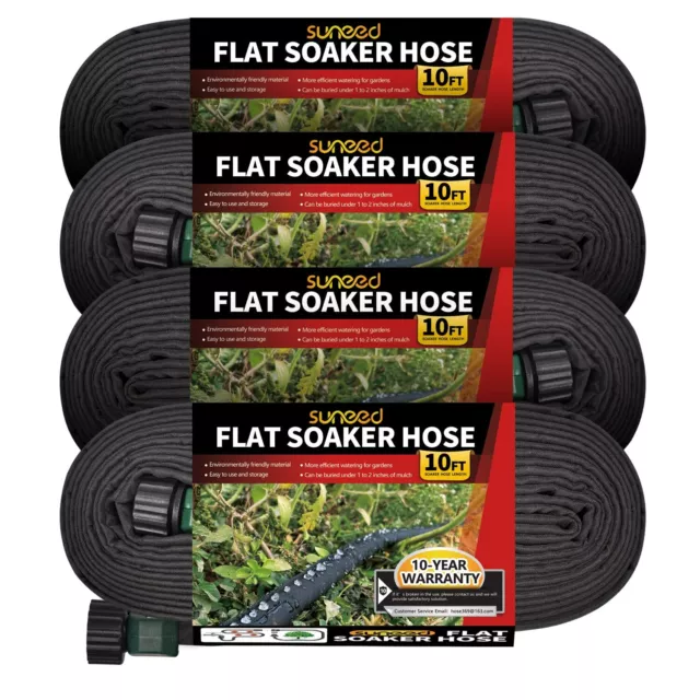 4 Pack Flat Soaker Hose 10FT for Garden Beds Cloth Soaker Hose 15 ft for Eff