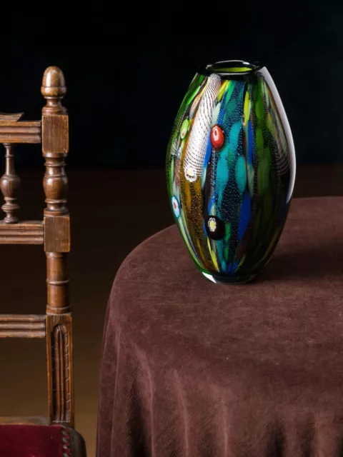Decorative table vase - italian murano style - glass - 9.8" (25cm) 2