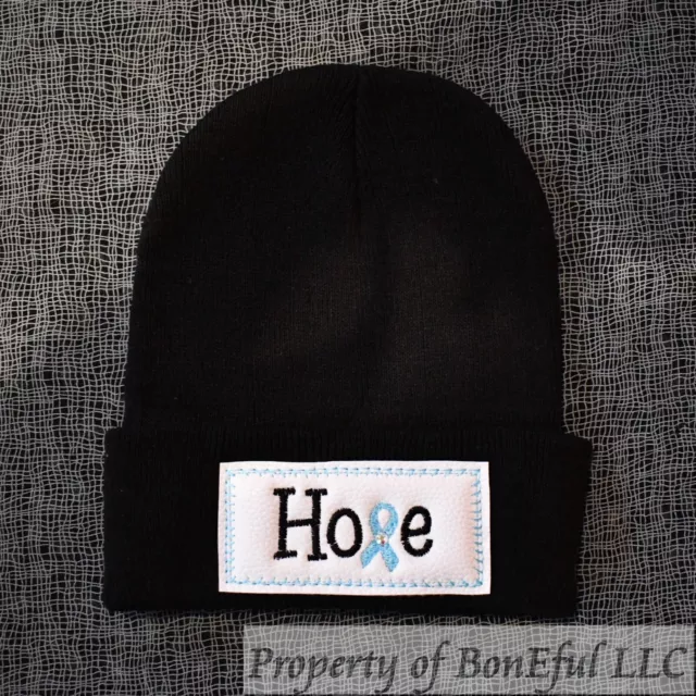 BonEful RTS NEW Boutique Lady Black Knit Beanie HAT Ovarian or Cervical Cancer L