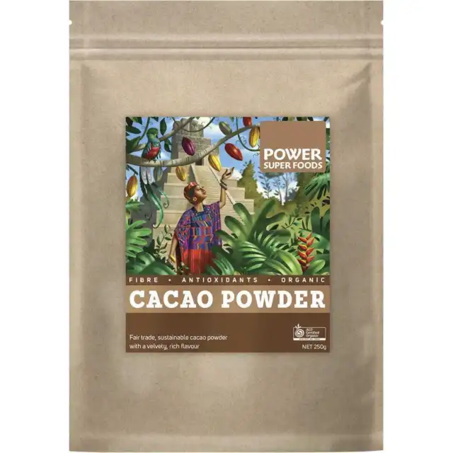 Power Super Foods Organic Cacao Powder (Kraft Bag) 250g