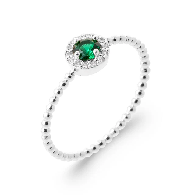 Bague Alliance – Tour Complet De Pierres Imitation émeraude – Argent 925 – Taille 48/49 – Neuve