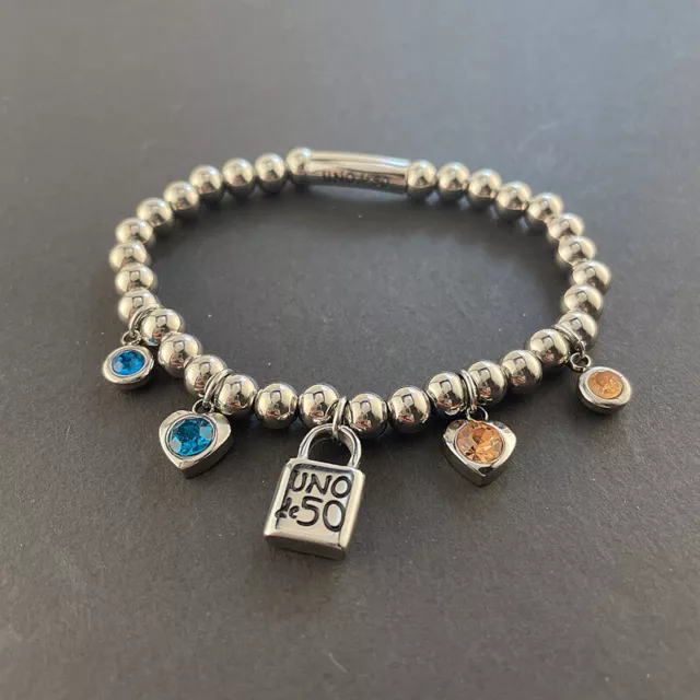 Uno De50 Brand Bracelet Stainless Steel Crystal Colorful Charm Lock Jewelry Gift