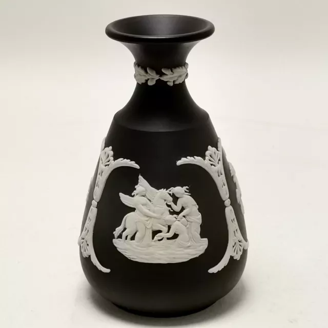 Wedgewood Vintage Black Jasperware Bud Vase 5”