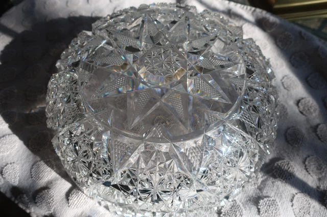 American Brilliant Cut Glass: Early Fine Geometric 9" bowl--Mt. Washington?  A+ 7
