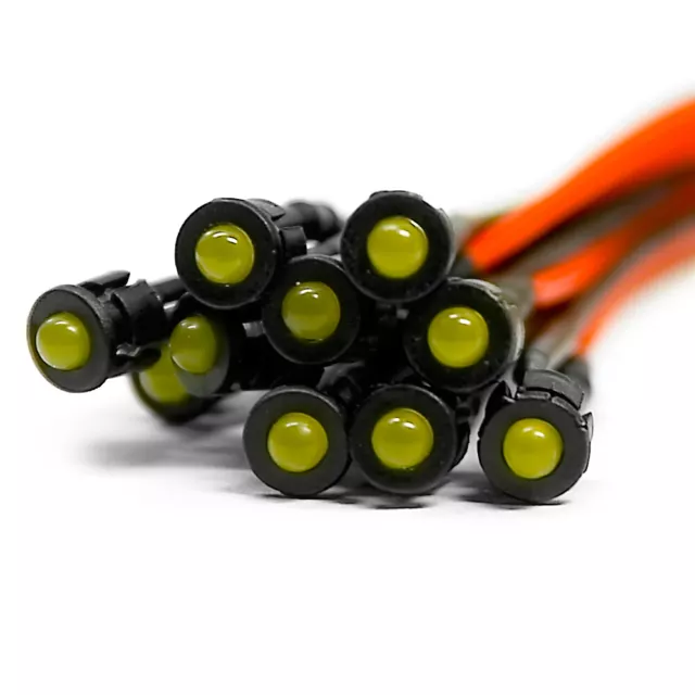 10 X Cableado Diodos LED + Plástico Soporte Pre Cableado Amarillo Difuso 6V 3mm