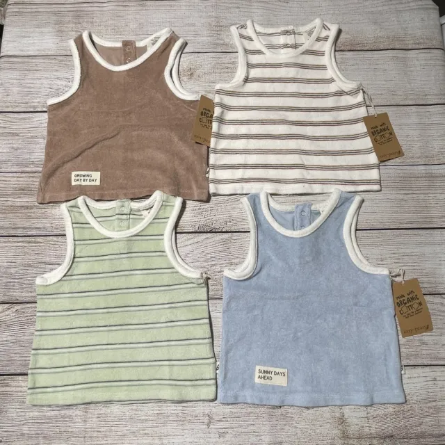 Easy Peasy Baby Boy Lot Of Tank Tops Size 24 Months. NWT! 100% Organic Cotton.