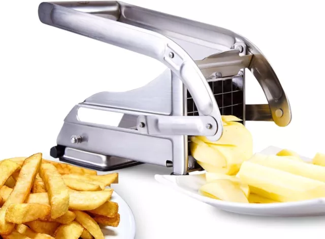 Potato Chipper Chip Chopper Cutter Slicer Maker French Fries & 2 Steel Edges