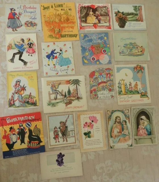 Vintage job lot bundle 16 Greeting cards 1950’s - 1970’s very good condition (3)