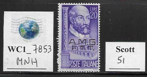 WC1_7853. TRIESTE FTT. 1949 ANDREA PALLADIO. Scott 51. MNH