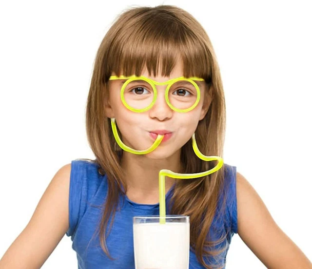 STRAW GLASSES FUN Drinking Straws Reusable Drink Party Games Gift Crazy