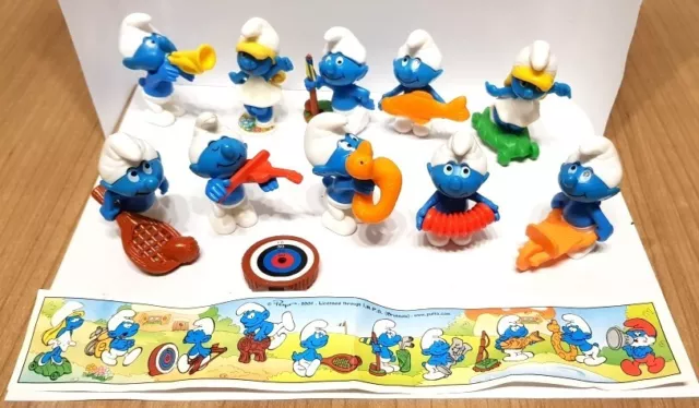 lot 10 FIGURINES  schtroumpf smurf KINDER MONTABLE + BPZ