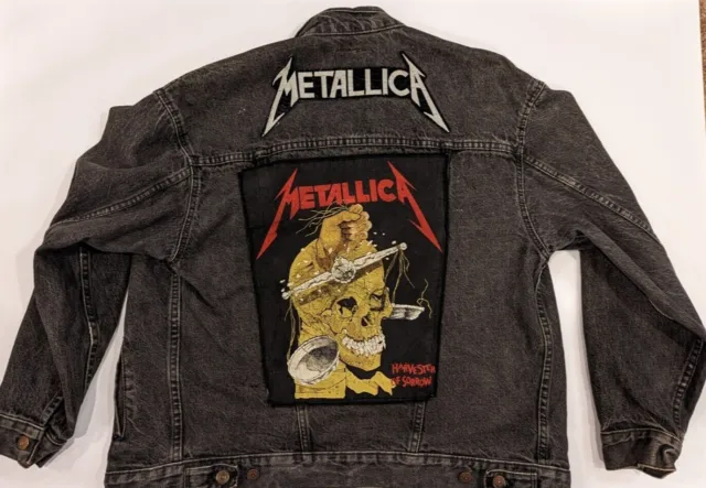 Vintage Metallica Levi's Black Jean Jacket Size XL with Patches