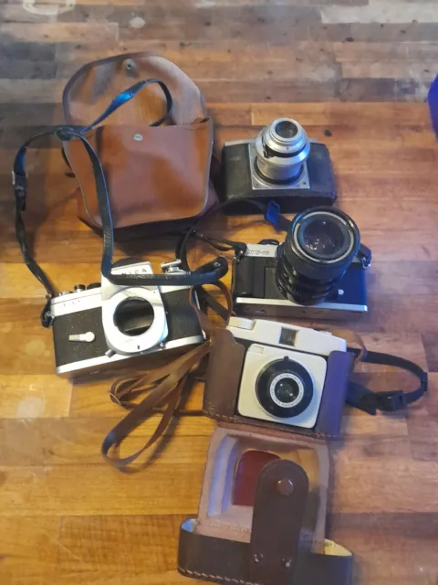 Job lot of vintage cameras Minolta Dacora Konica Ilford Plus Cases