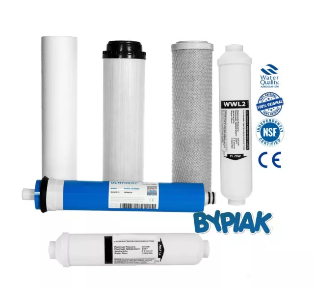 Complete Replacement Filters for 6 Stage Reverse Osmosis Mineral System 100GPD