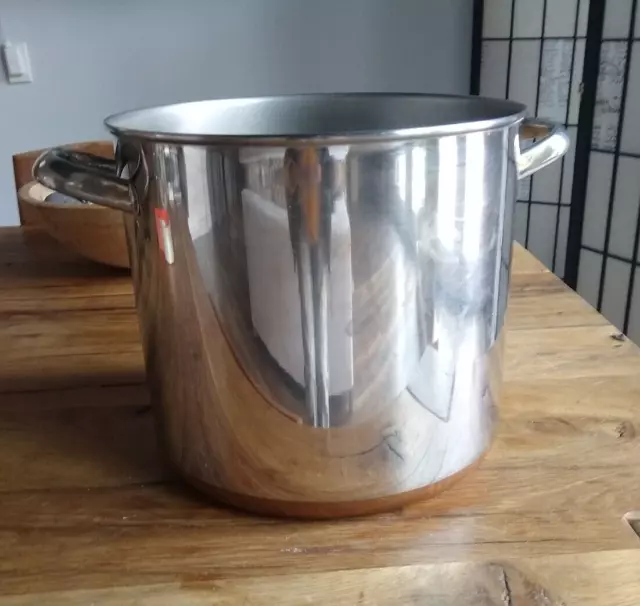 Vintage Revere Ware Copper Bottom Stainless Steel Stock Pot Pan 4.5qt. USA  91f