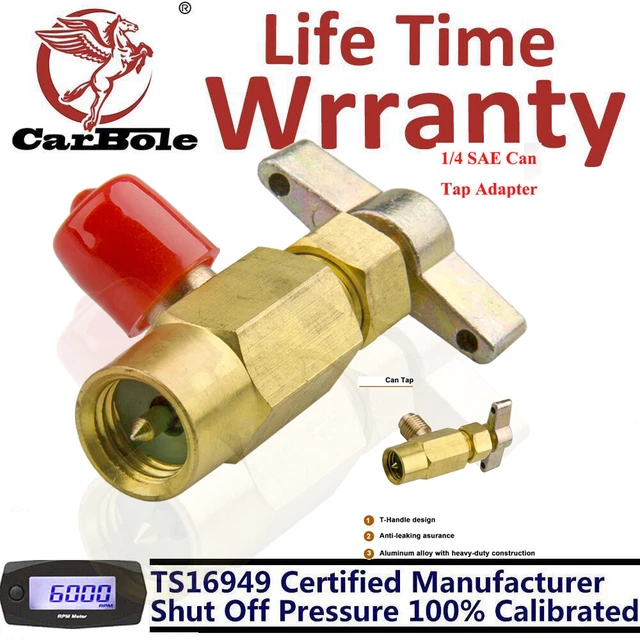 Self-Sealing Can AC Tap Valve Opener Recharge Hose Adapter Brass Refrigerant Kit