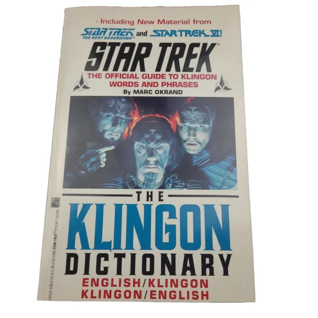 The Klingon Dictionary By Marc Okrand ,Star Trek Official Guide To Klingon 1992