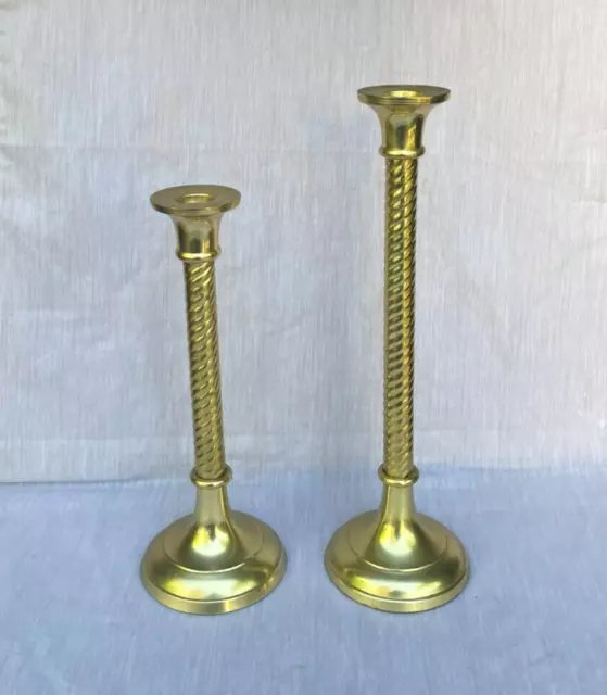 Pair of Vintage BOMBAY CO. Barley Twist 16" and 13" Tall Candle Holders - Rare!!