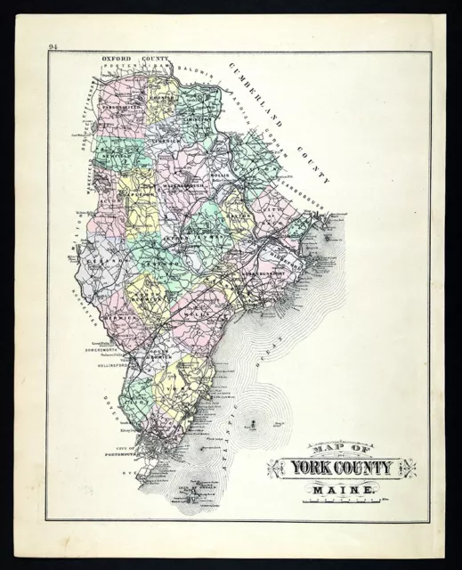 1900 Stuart Map Maine York County Kennebunkport Biddeford Sanford Old Orchard