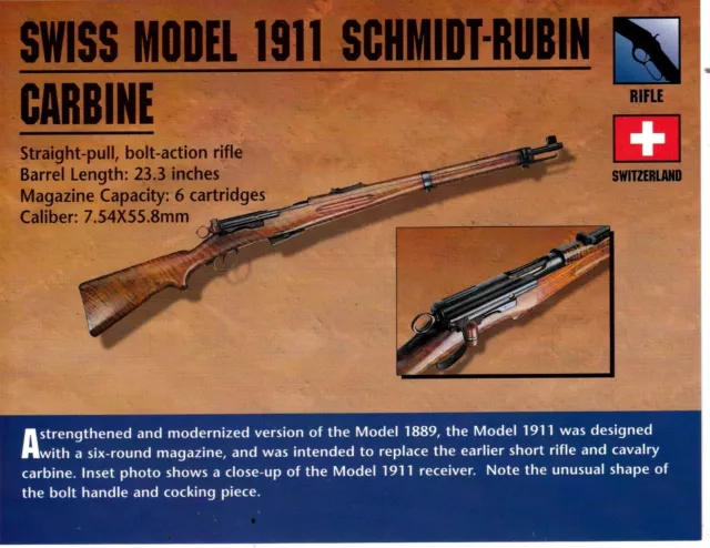 Swiss Model 1911 Schmidt Rubin Carbine Classic Firearms Photo Card u
