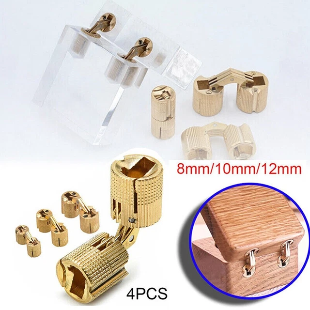 4 X Laiton Cuivre Charnière Boîte à Bijoux Caché Invisible Baril Haute Qualité