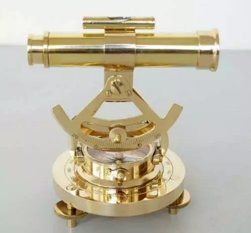 5" Vintage Antique Survey Transit Telescope Brass Theodolite Alidade Compass Ins