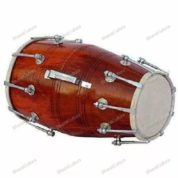 Folk Musical Instrument Wooden Nuts & Bolt Dholak/ Dholki With Cover