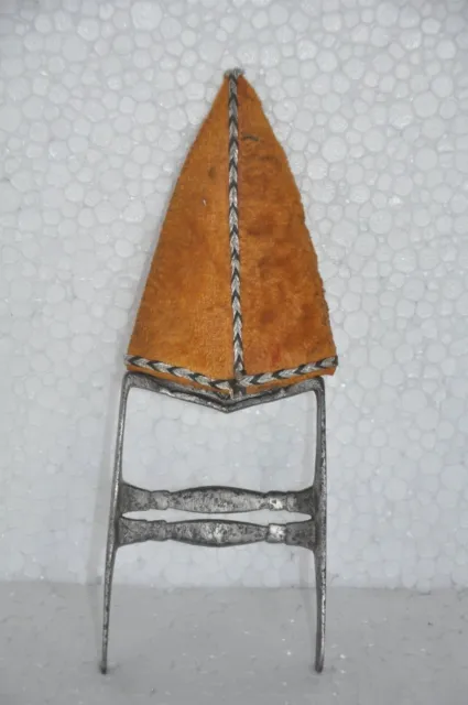 Vintage Handcrafted Orange Velvet Scabbard Engraved Iron Women Dagger