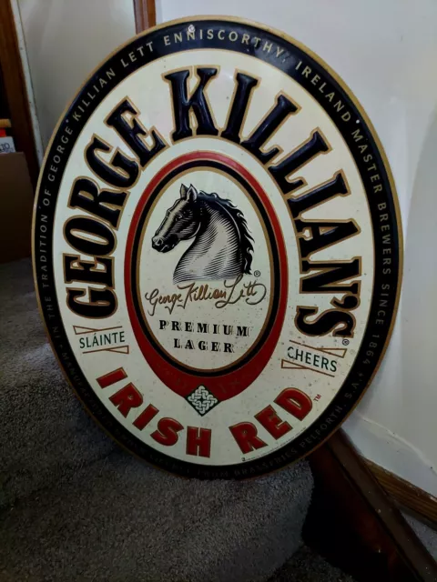 KILLIAN'S Irish Red Lager Metal Tin Tacker Beer Bar used sign